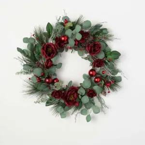 22" Eucalyptus And Rose Wreath