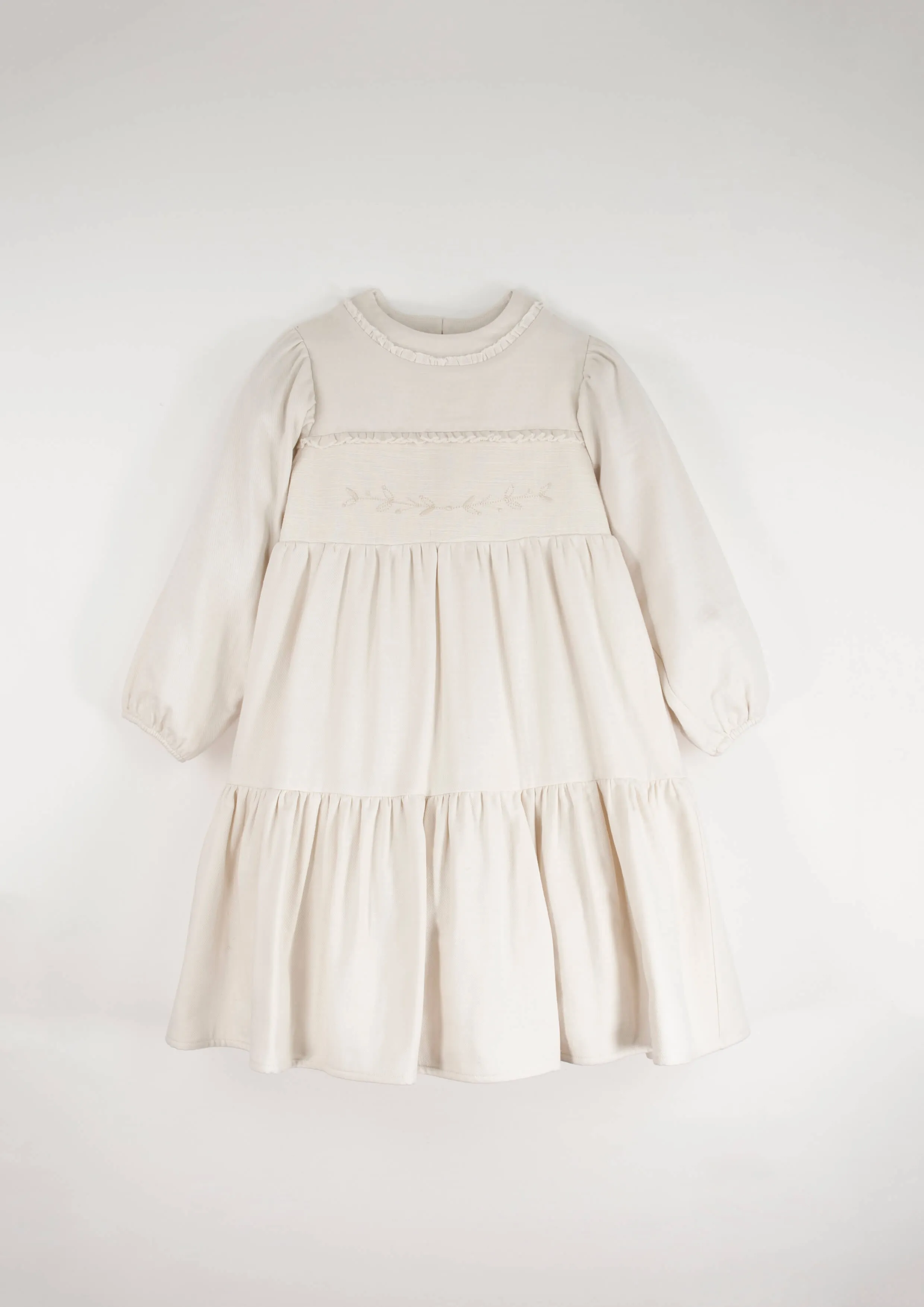 34.2-OFF WHITE DRESS W/EMBROIDERED YOLK