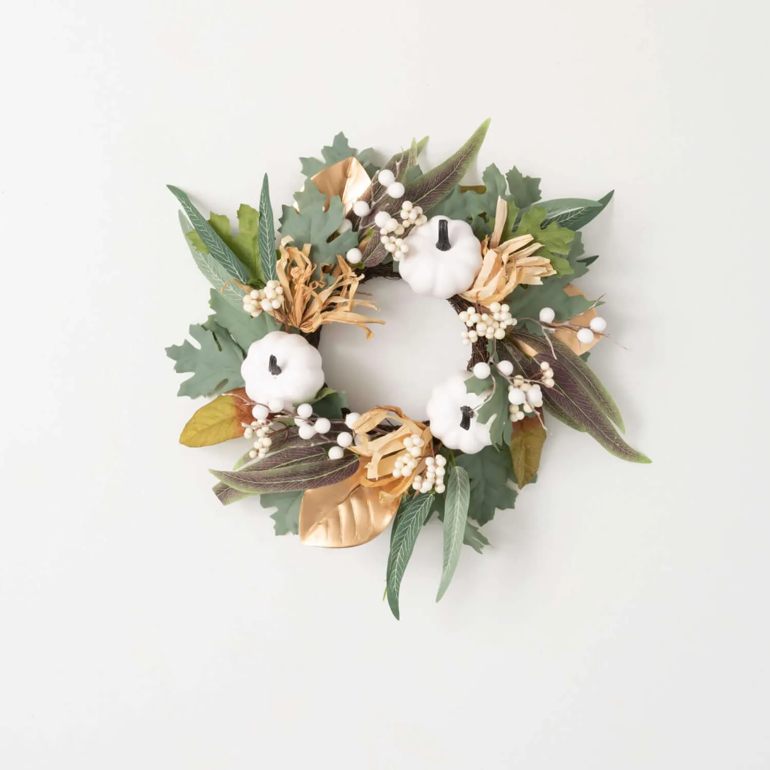 6.5" Pumpkin And Leaf Wreath