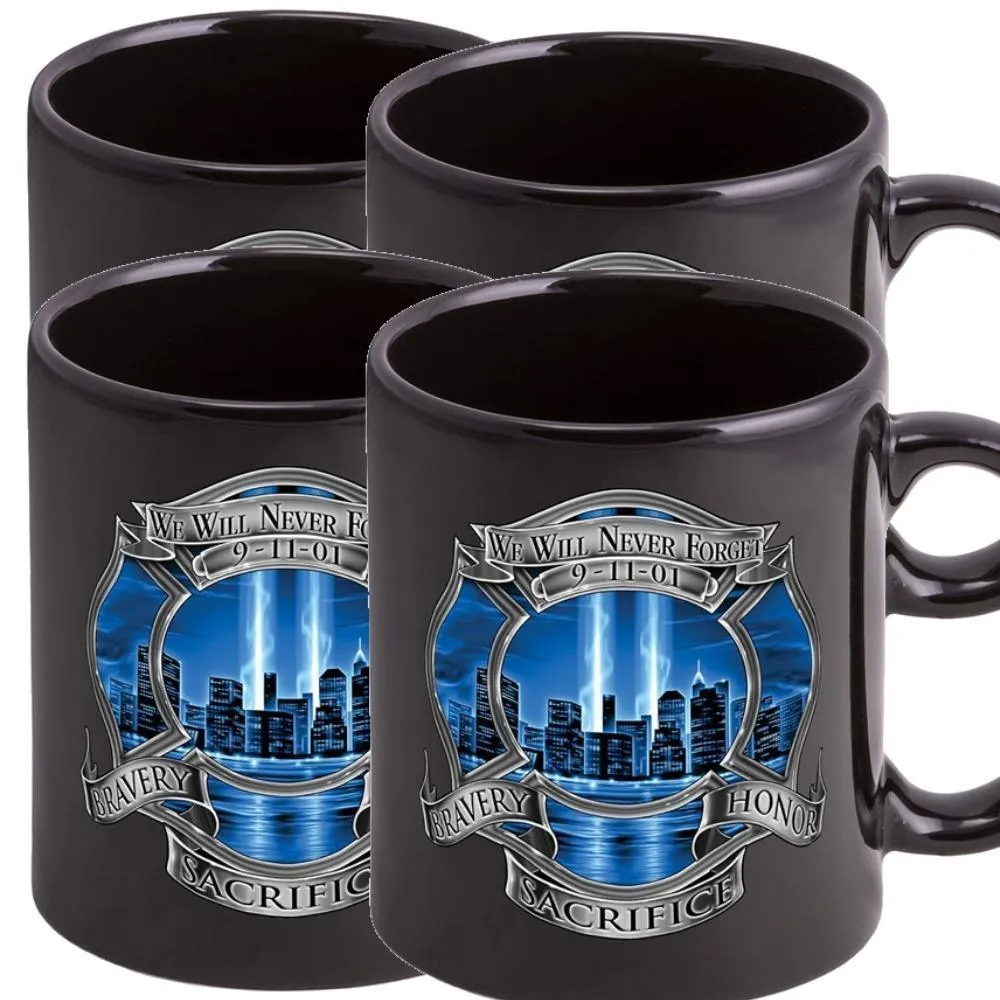 9/11 Firefighter Blue Skies Stoneware Mug Set - Black