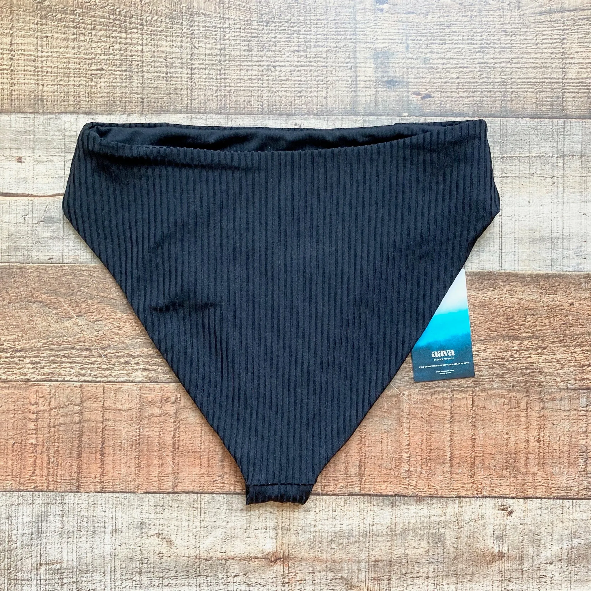 Aava Black Ribbed Mid-Waist Bikini Bottoms NWT-Size S (we have matching bikini top)