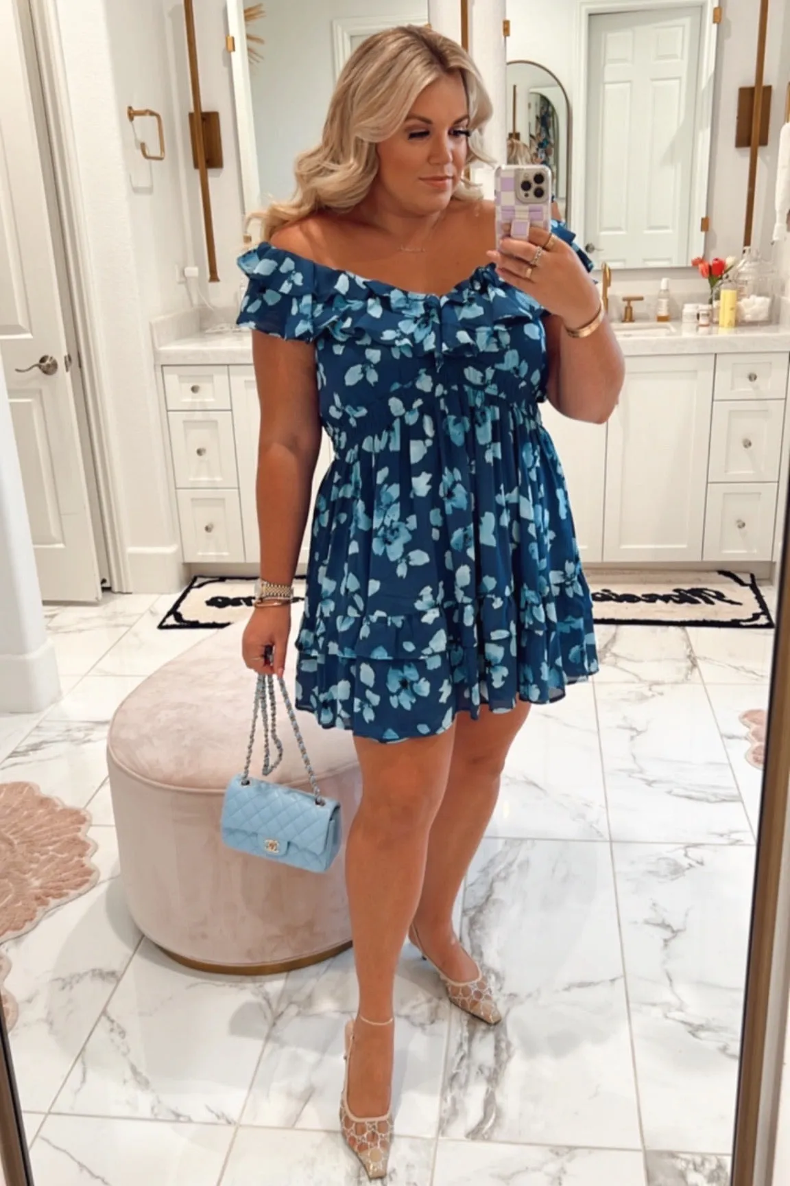 Abercrombie & Fitch Blue Floral Ruffle Dress- Size XL (sold out online)