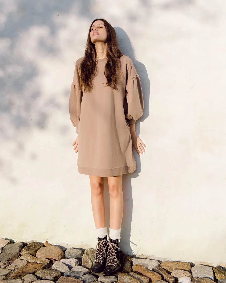 Abigail Organic Cotton Dress In Mocha