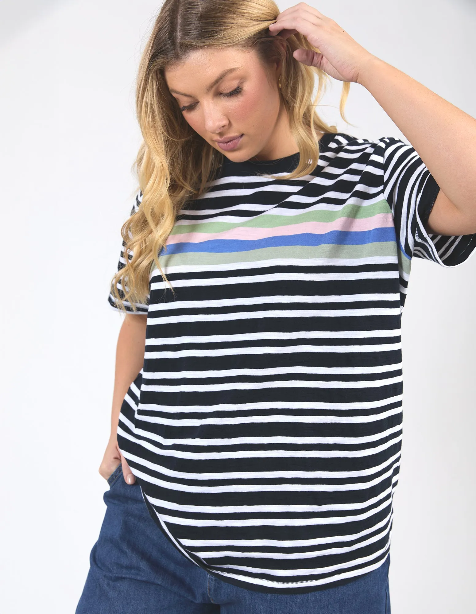 Aligner Tee Navy And White Stripe