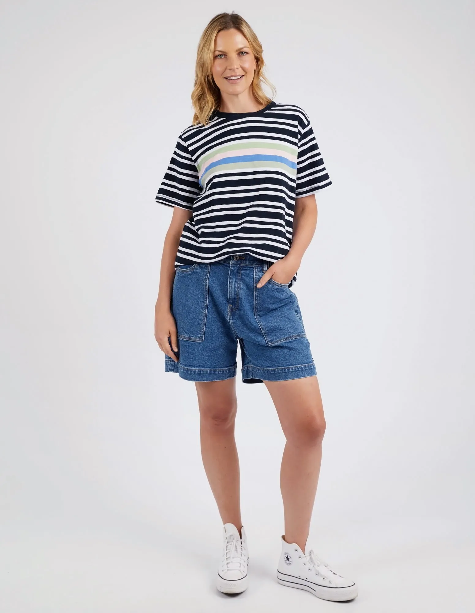 Aligner Tee Navy And White Stripe