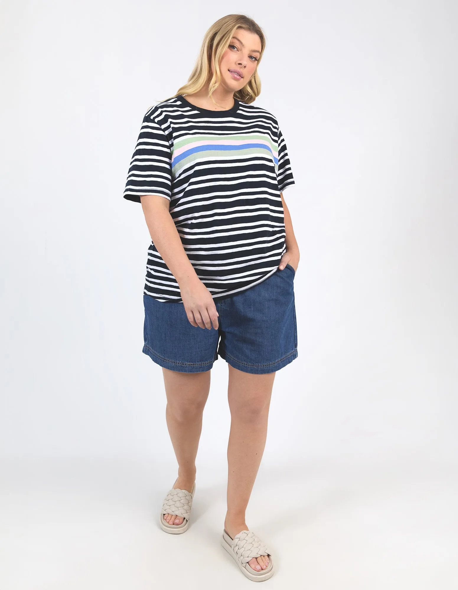 Aligner Tee Navy And White Stripe