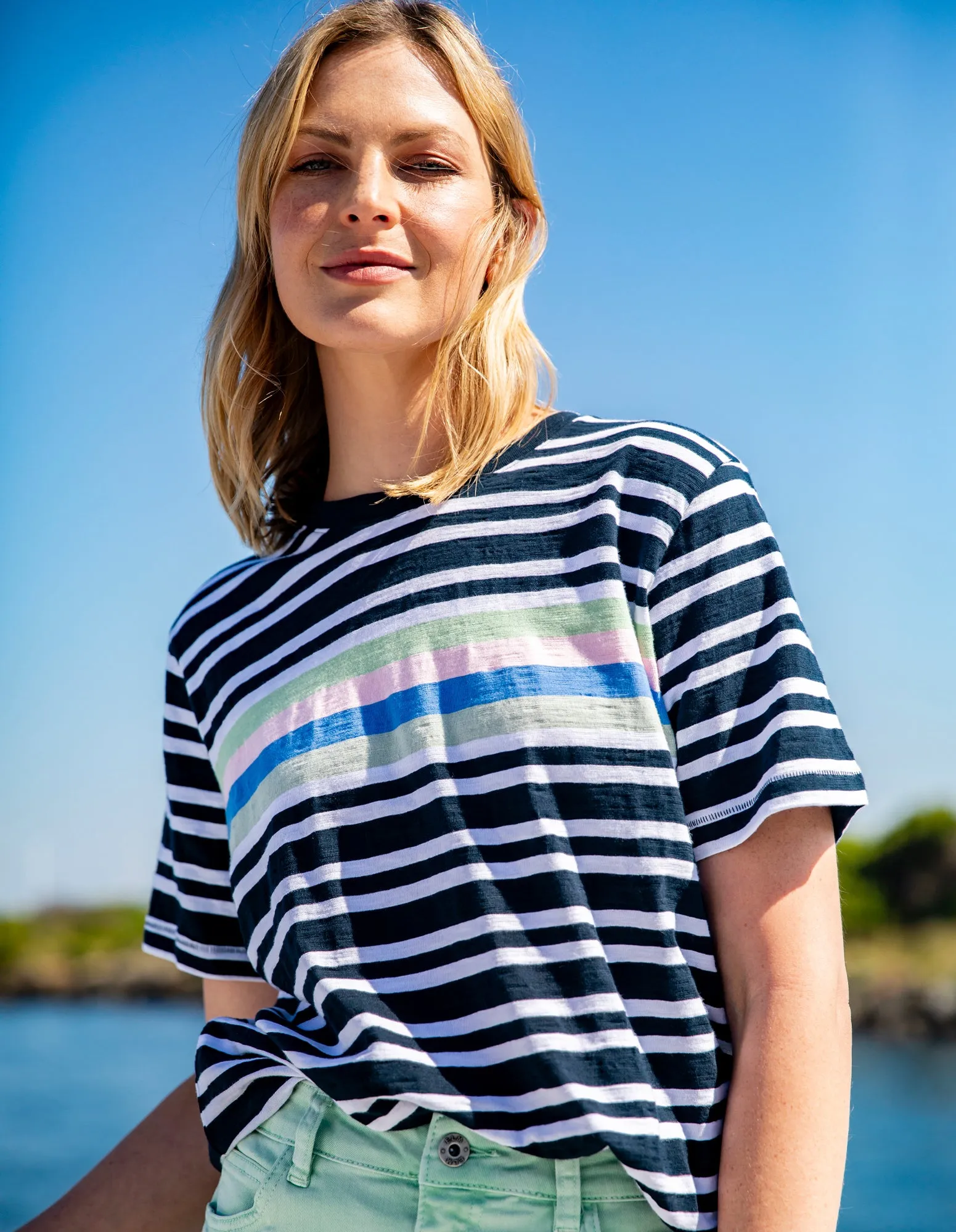 Aligner Tee Navy And White Stripe