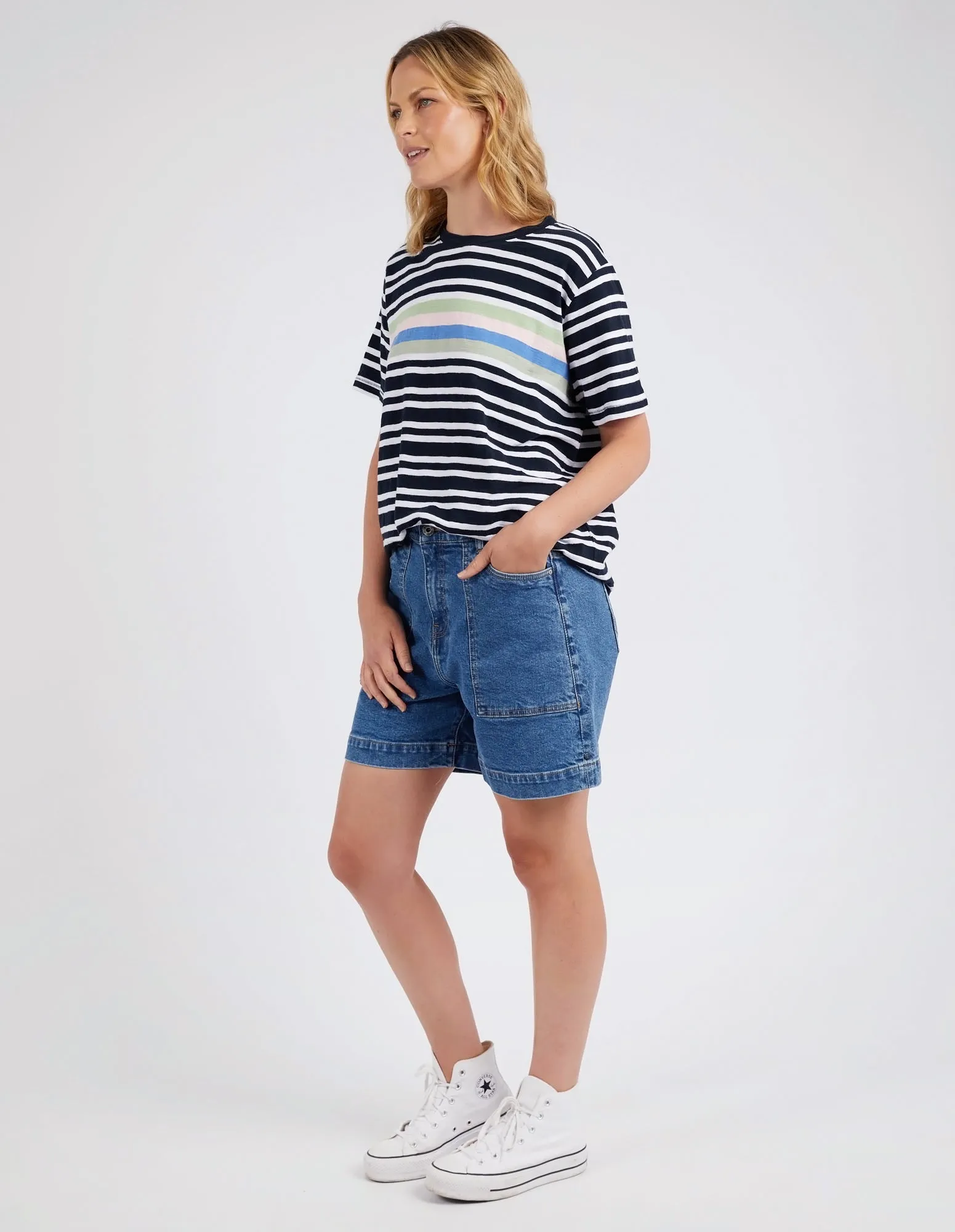 Aligner Tee Navy And White Stripe