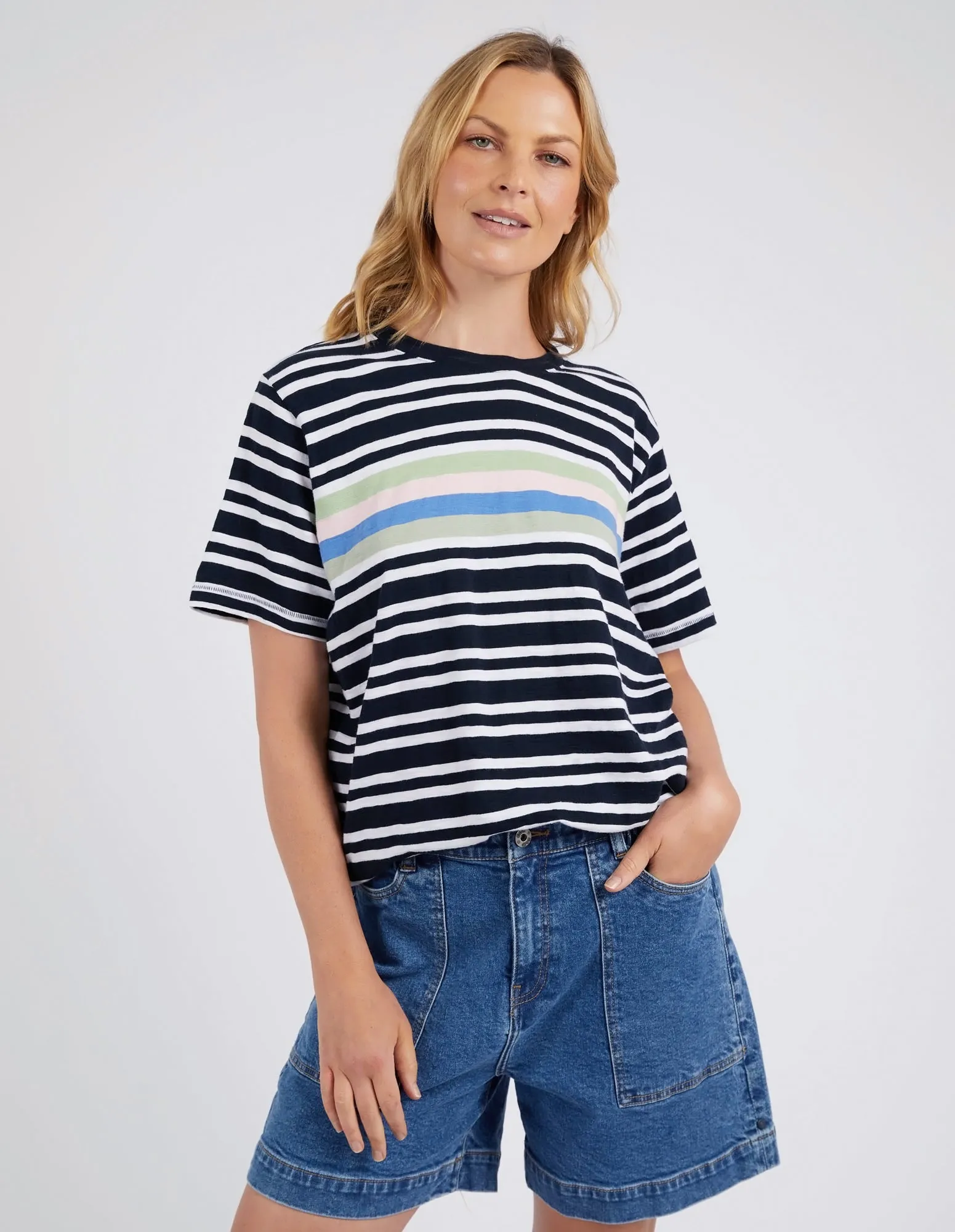 Aligner Tee Navy And White Stripe