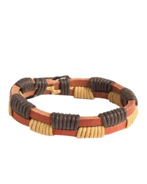 ALPHA Unisex Sparsed Thread-Woven brown Leather Adjustable Bracelet