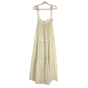 &Merci Cream Shoulder Tie Strap Tiered Dress NWT- Size L