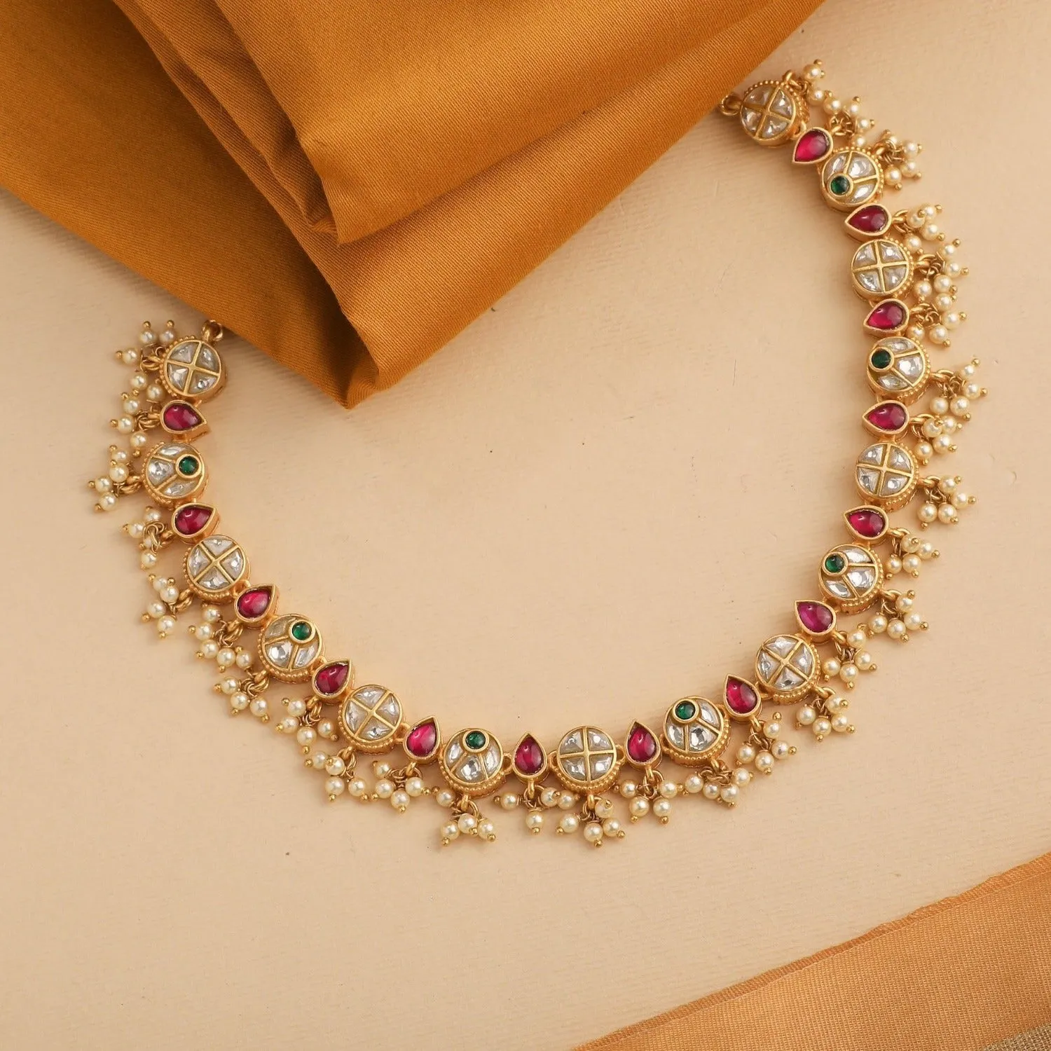 Ardra Gold Plated Jadau Silver Necklace