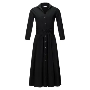 Belted Shirt Dress - Black