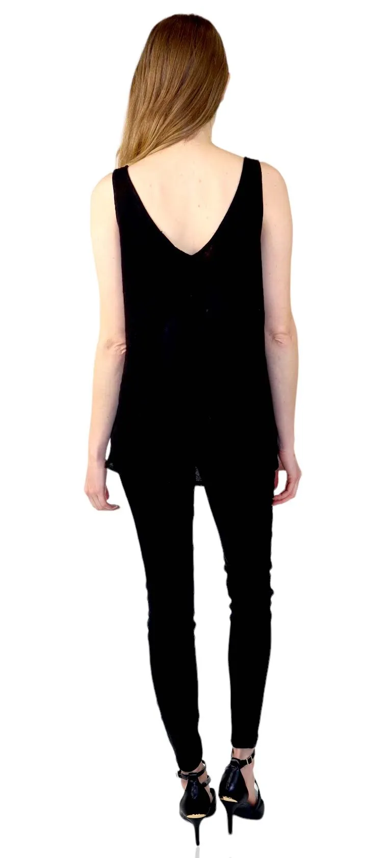 Black Linen Biased Tank Top