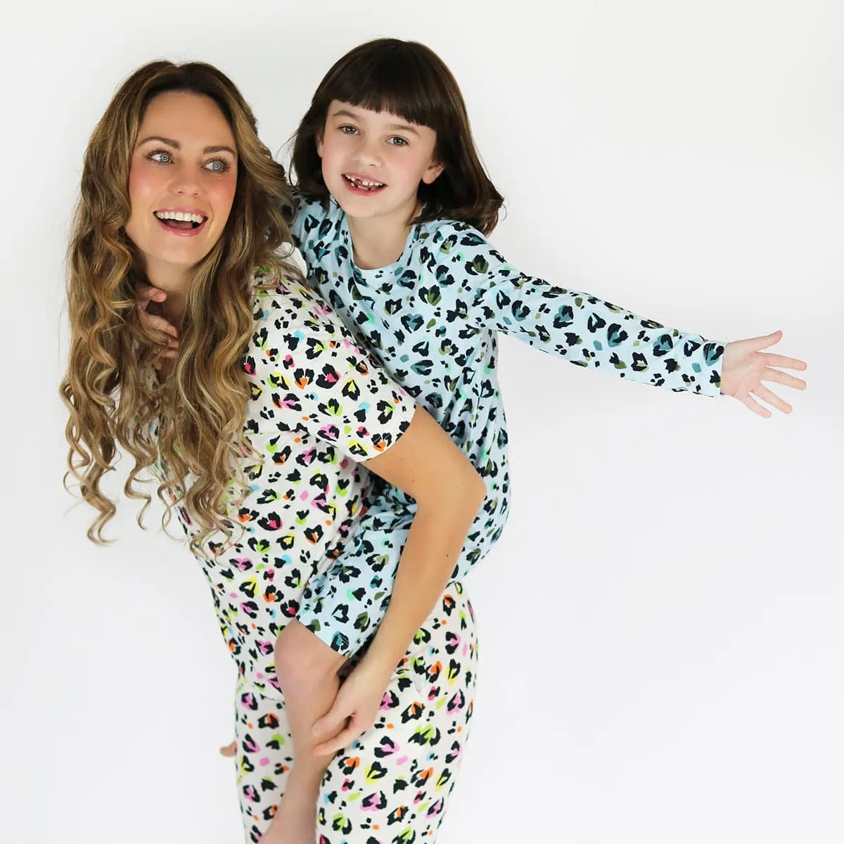 Blue Leopard Bamboo Girls' Long Sleeve Dress