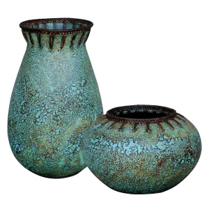 Blue Stone Vase Set of 2