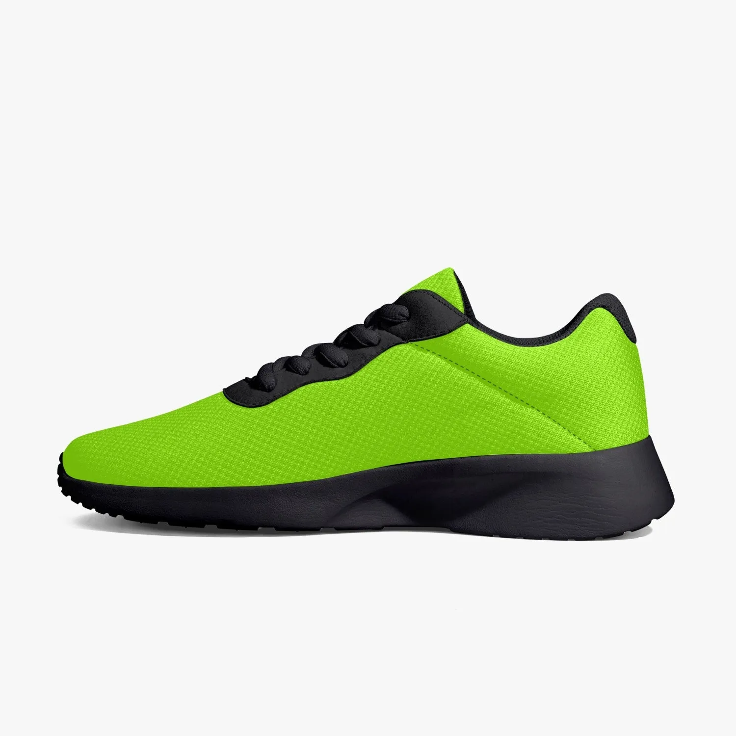 Bright Green Unisex Running Shoes, Soft Solid Green Color Best Lifestyle Unisex Casual Designer Mesh Running Shoes With Black Soles