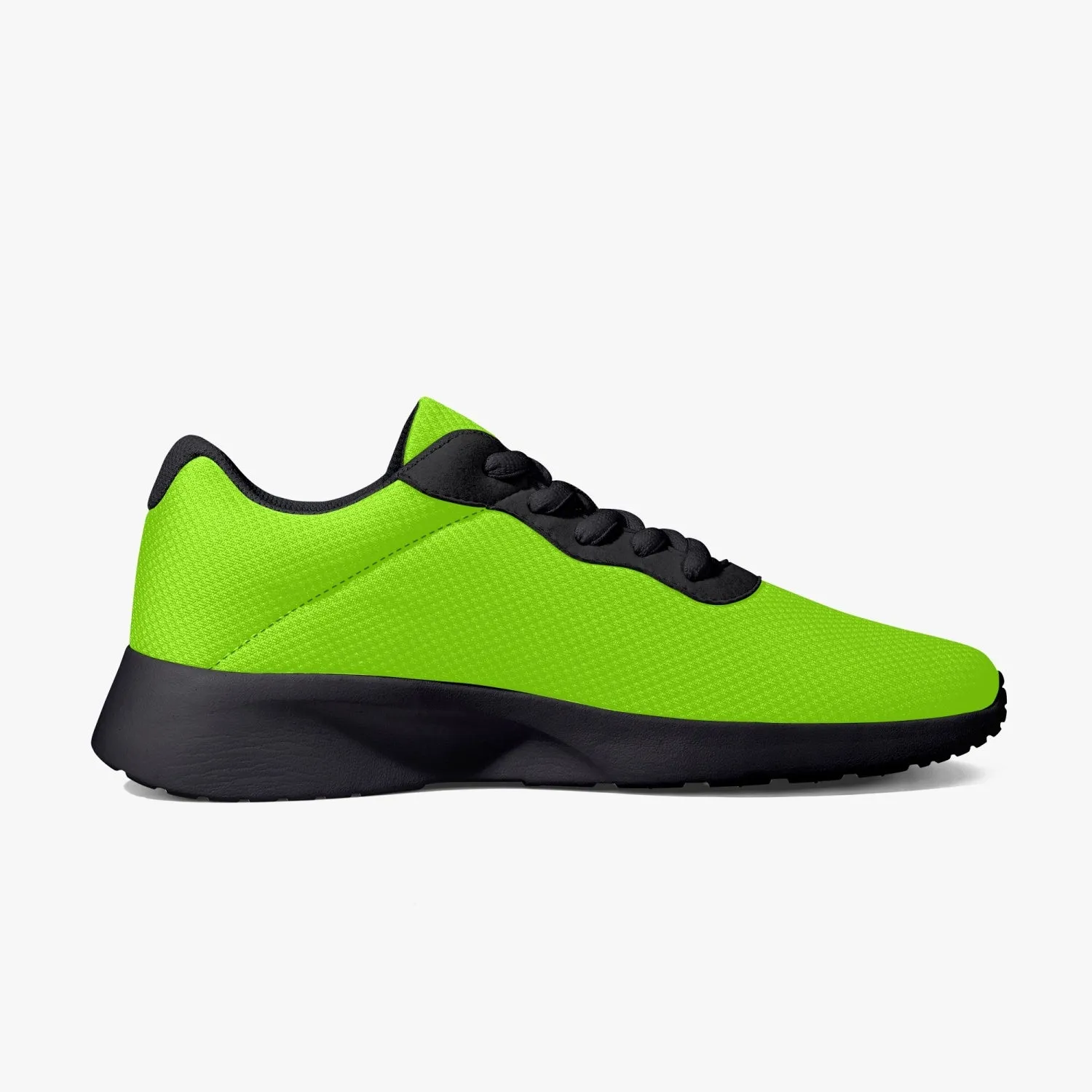 Bright Green Unisex Running Shoes, Soft Solid Green Color Best Lifestyle Unisex Casual Designer Mesh Running Shoes With Black Soles