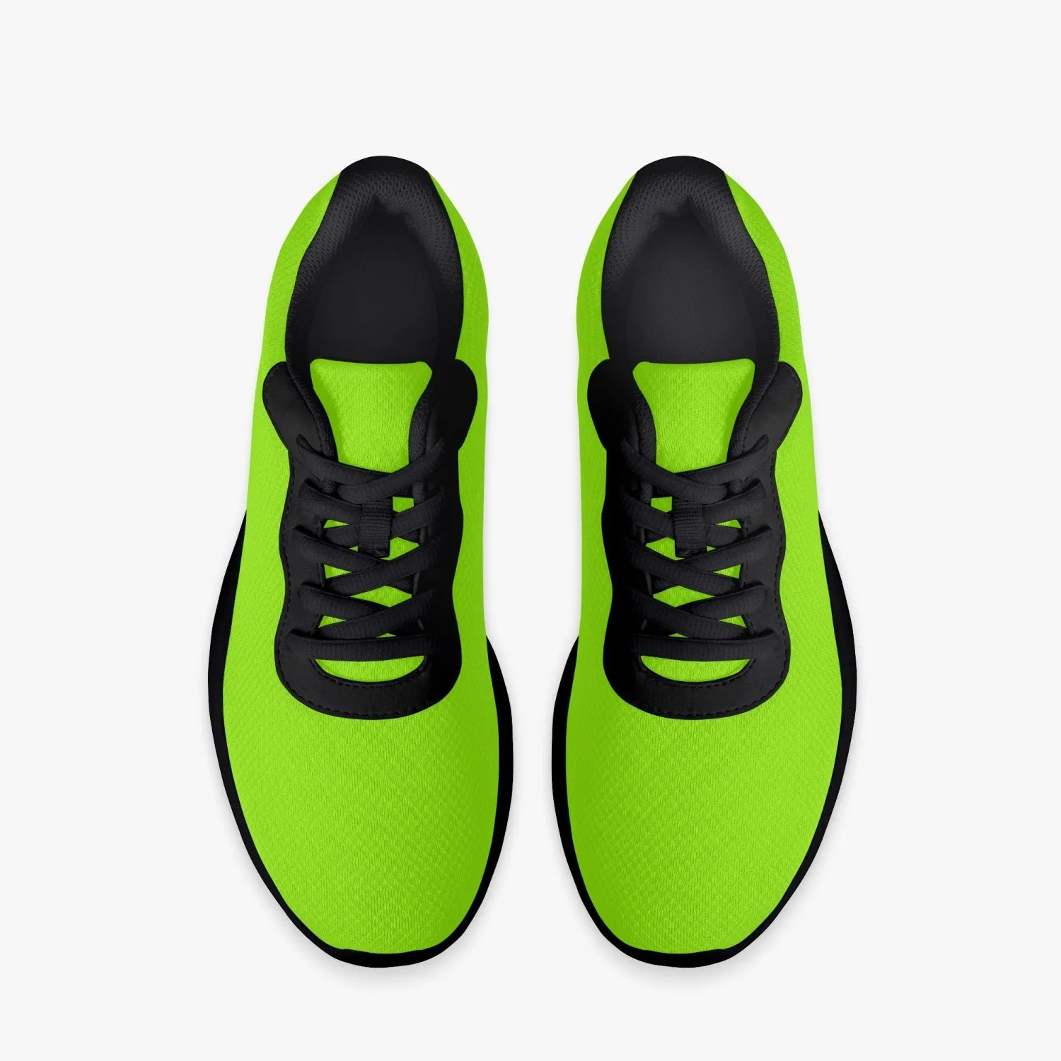 Bright Green Unisex Running Shoes, Soft Solid Green Color Best Lifestyle Unisex Casual Designer Mesh Running Shoes With Black Soles