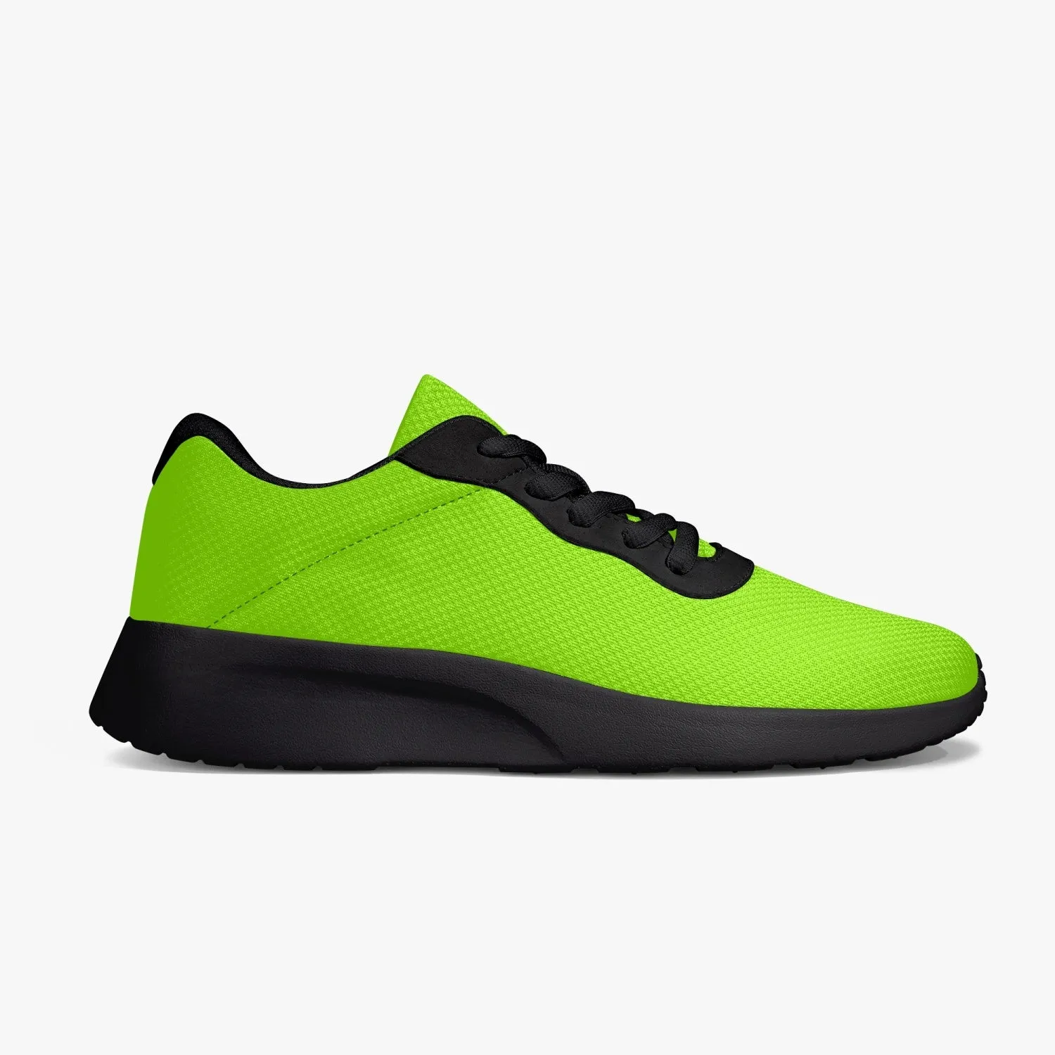 Bright Green Unisex Running Shoes, Soft Solid Green Color Best Lifestyle Unisex Casual Designer Mesh Running Shoes With Black Soles