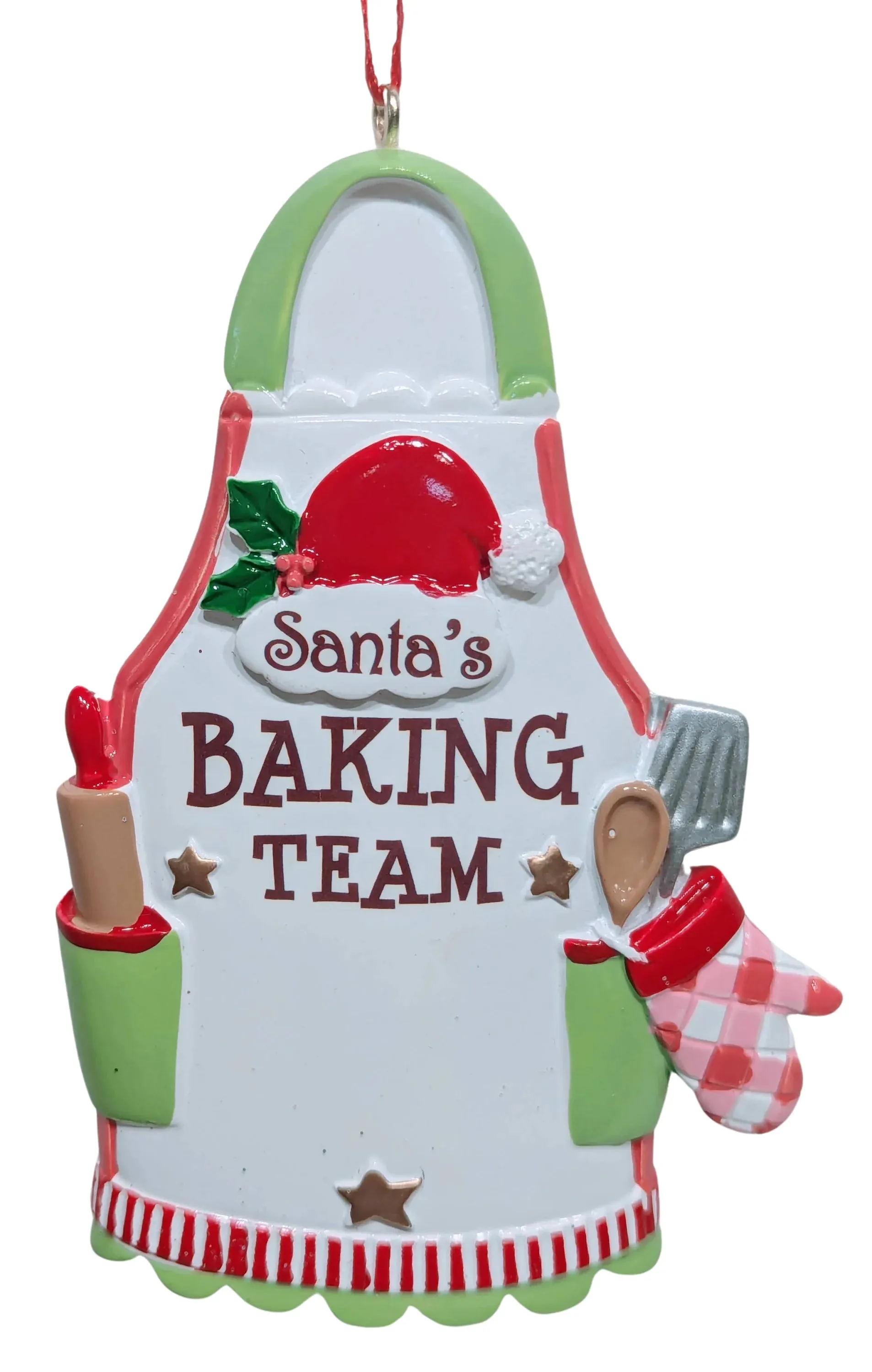 Ceramic Apron Ornament -Santa's Baking Team