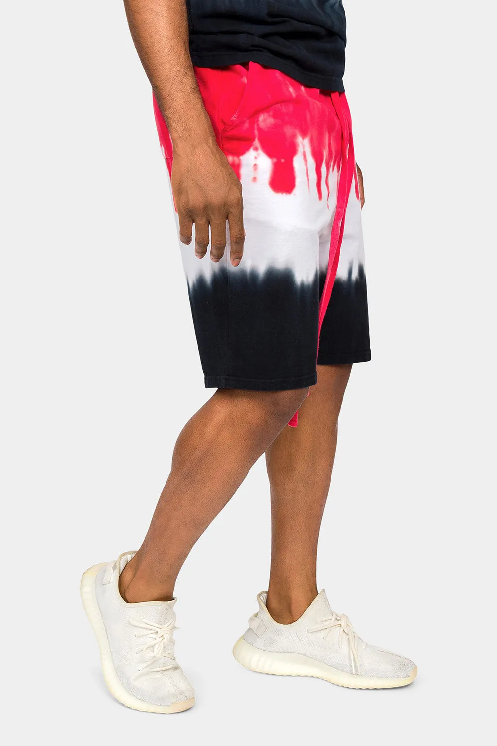 Colorblock Tie Dye Cotton Shorts