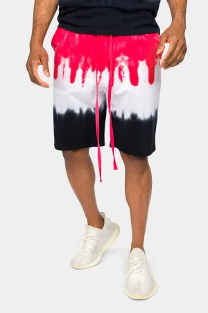 Colorblock Tie Dye Cotton Shorts