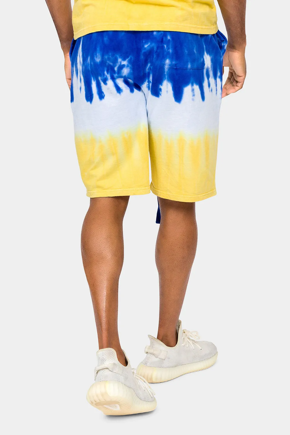 Colorblock Tie Dye Cotton Shorts