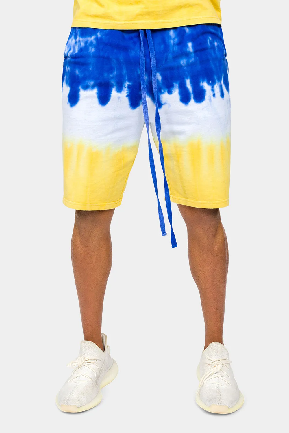 Colorblock Tie Dye Cotton Shorts