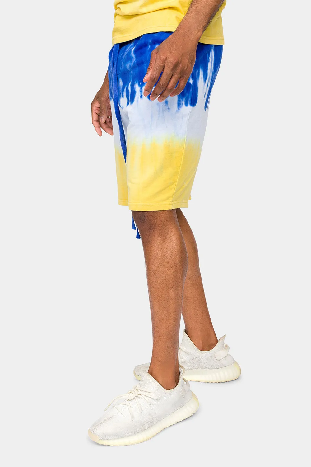 Colorblock Tie Dye Cotton Shorts