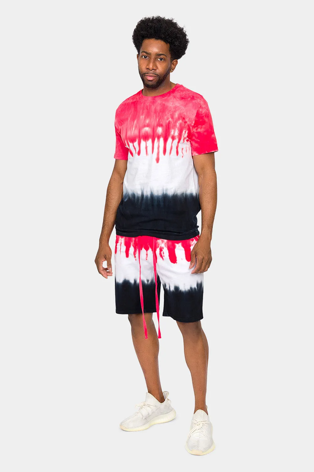 Colorblock Tie Dye Cotton Shorts