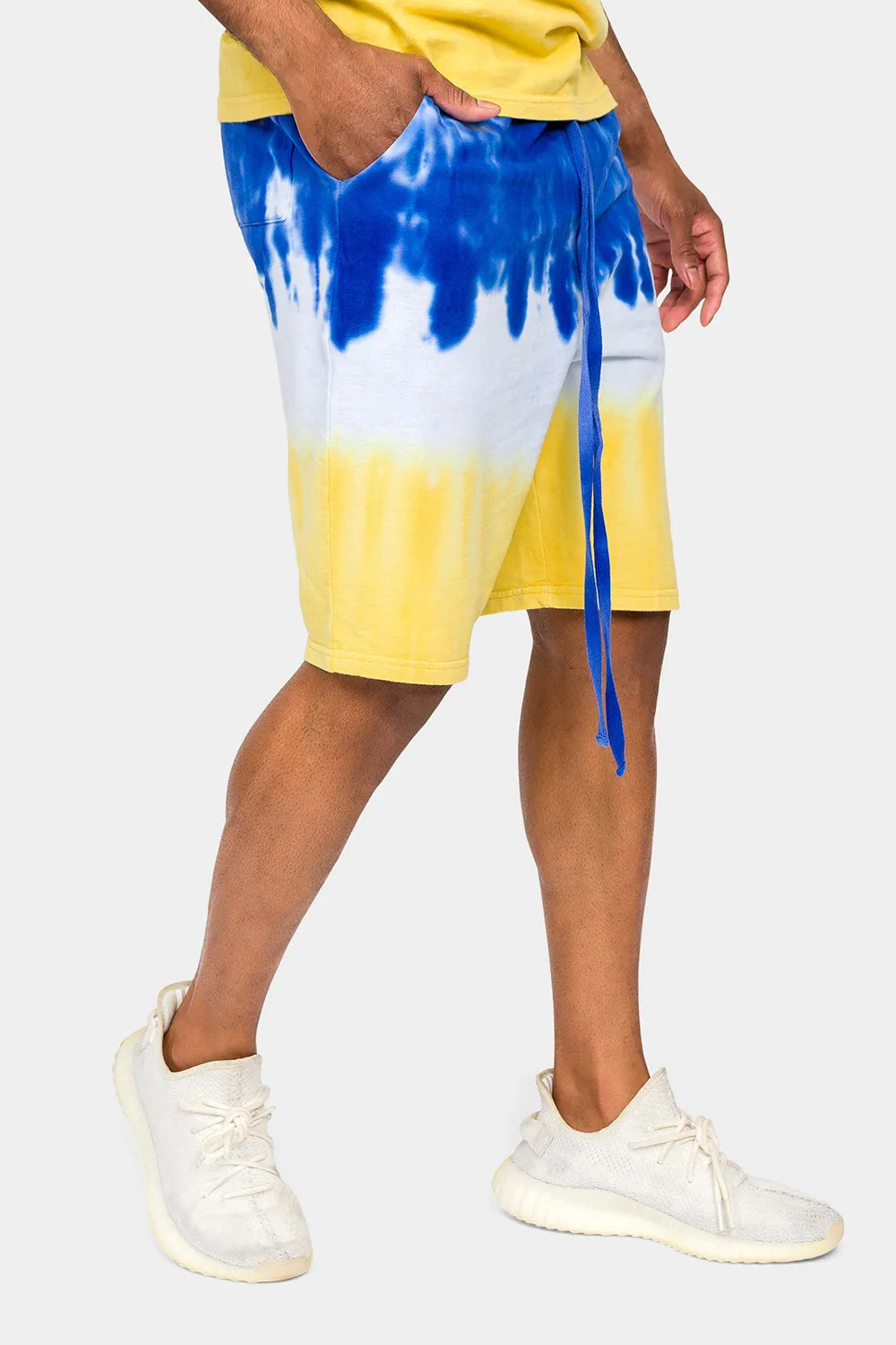 Colorblock Tie Dye Cotton Shorts