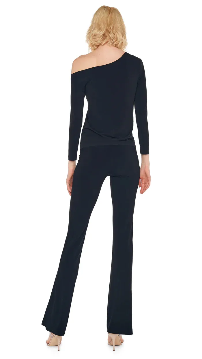 Drop Shoulder Long Sleeve Top - Black