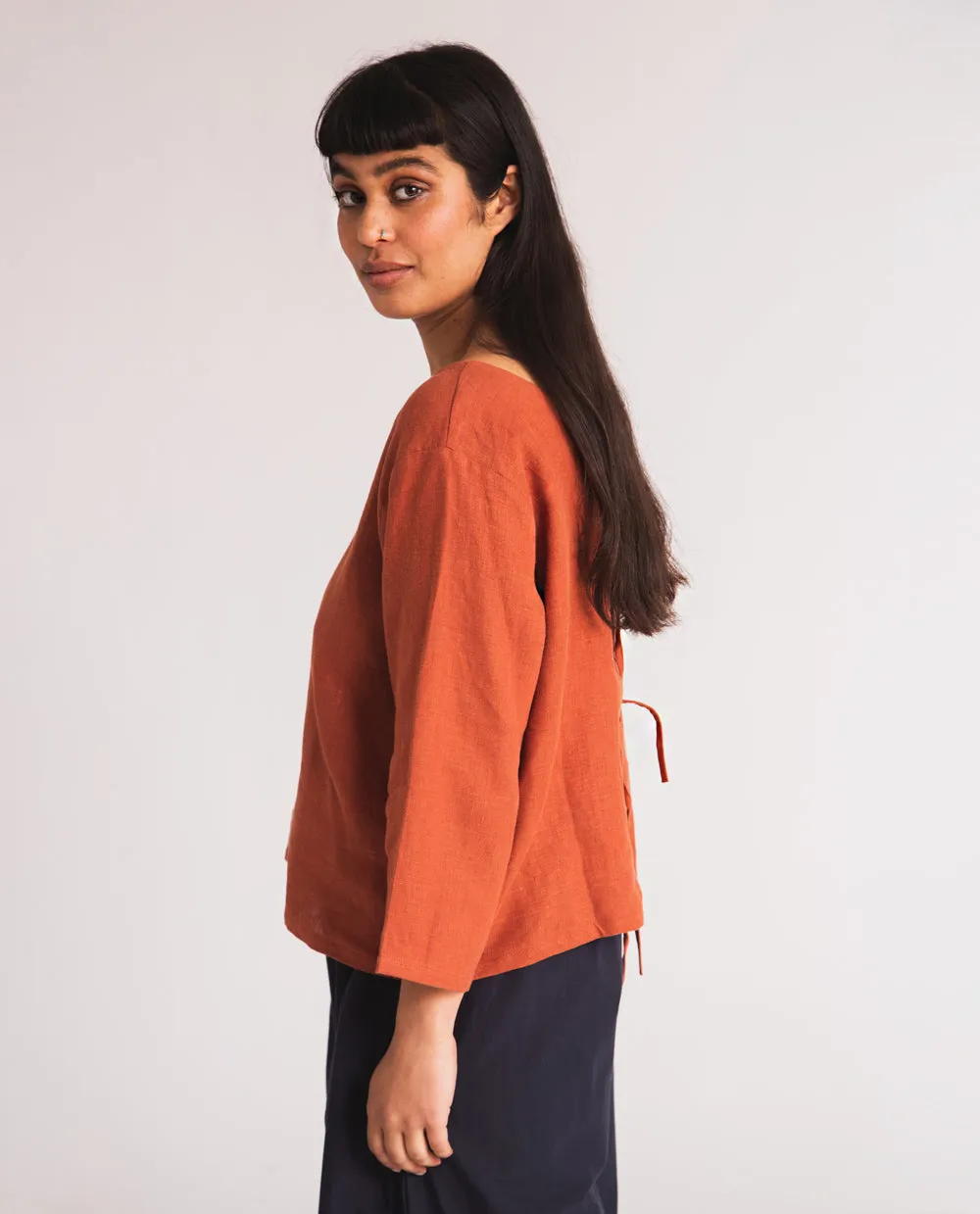 Fabia Linen Top In Clay