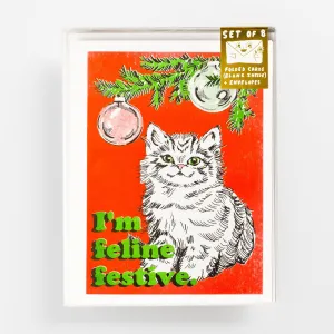 Feline Festive - Risograph Card Set