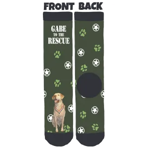 Gabe to the Rescue Green Crew Socks