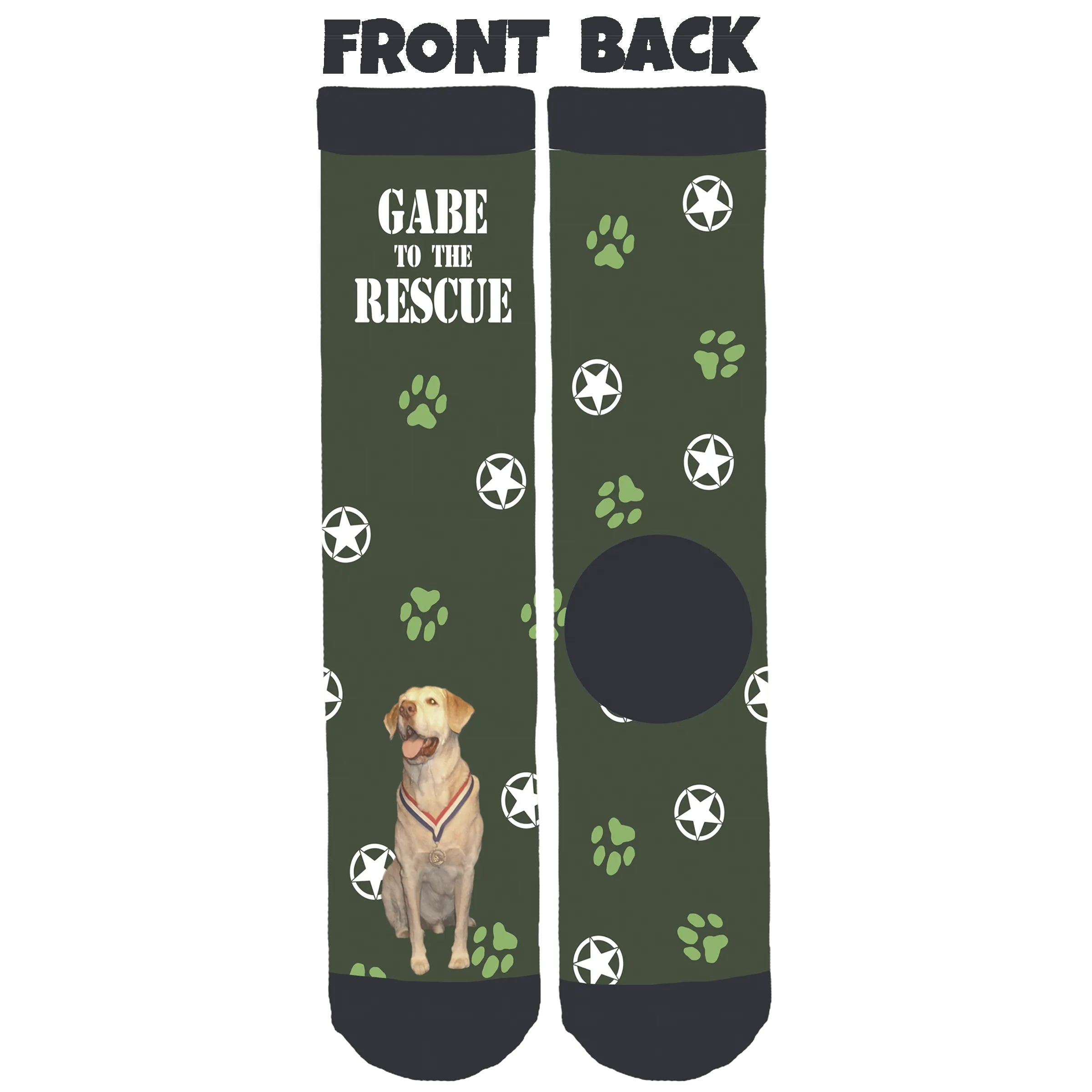 Gabe to the Rescue Green Crew Socks