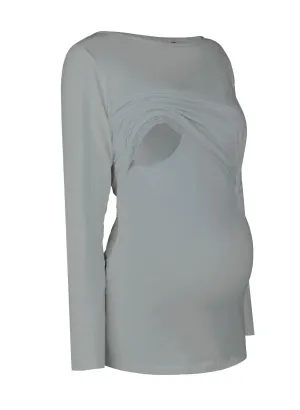 Long Sleeves Breastfeeding Shirt - Grey