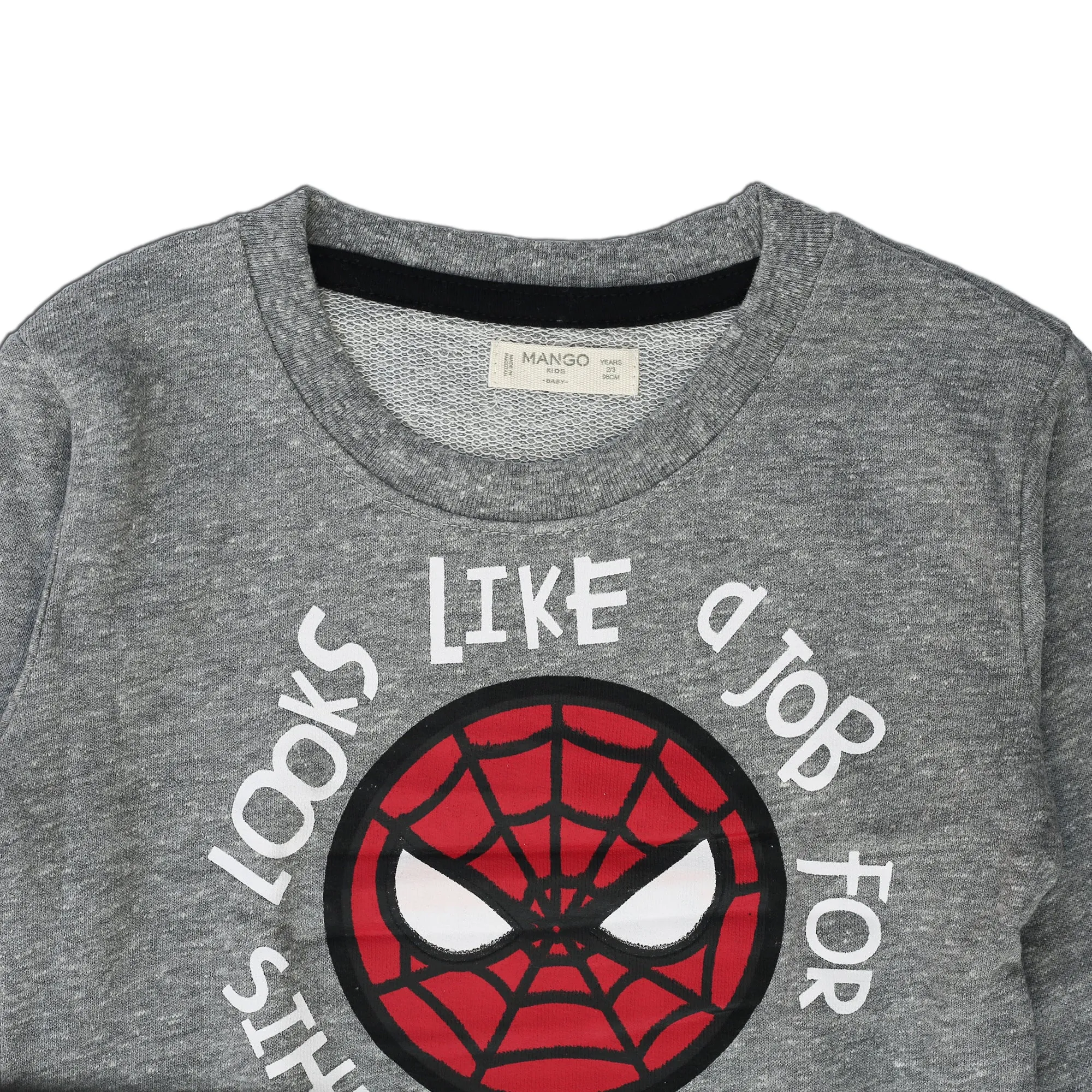 M.A.N.G.O - Kids 'Grey' Crew Neck Spiderman Printed Terry Sweatshirt MG1188