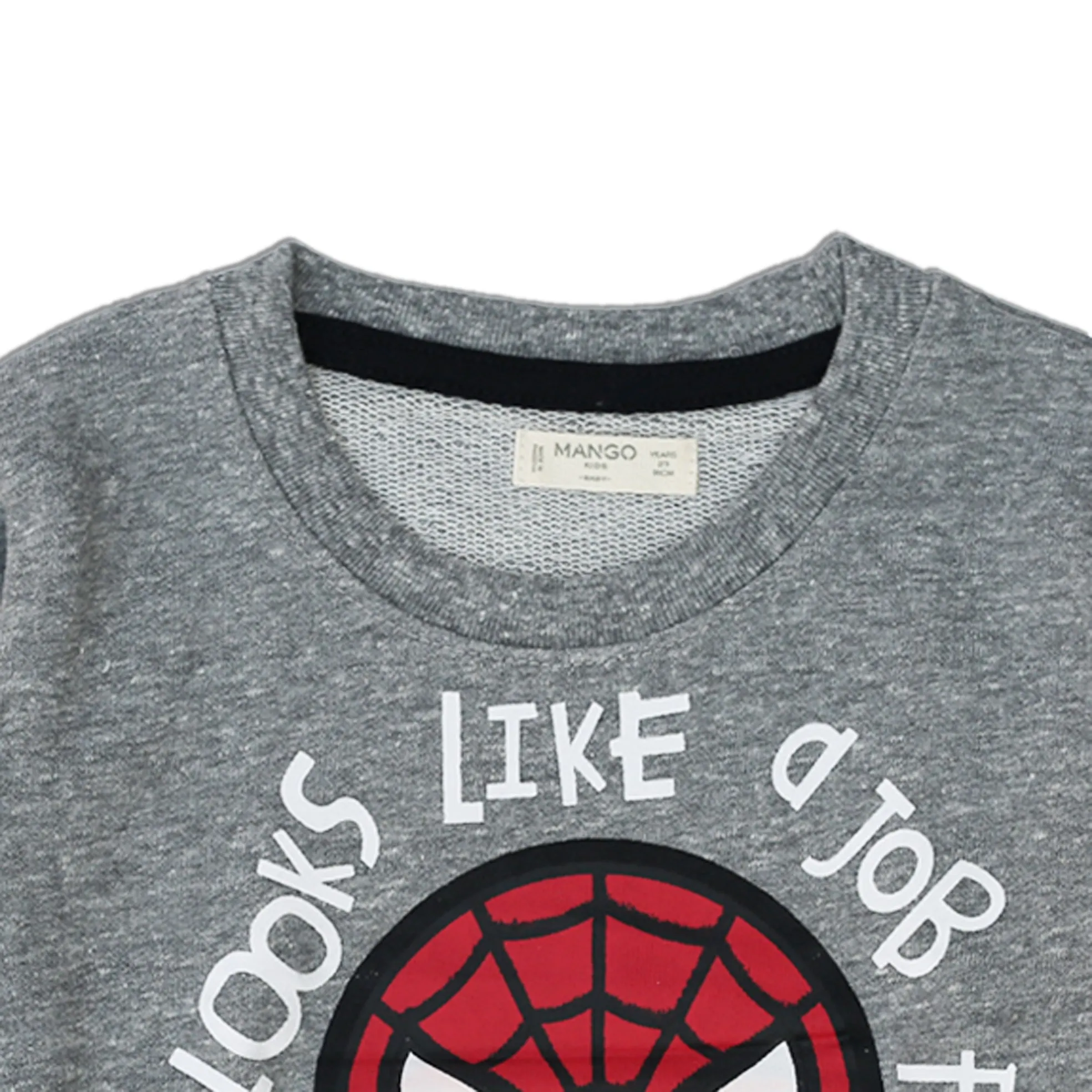 M.A.N.G.O - Kids 'Grey' Crew Neck Spiderman Printed Terry Sweatshirt MG1188