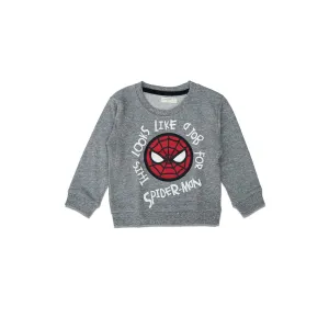 M.A.N.G.O - Kids 'Grey' Crew Neck Spiderman Printed Terry Sweatshirt MG1188