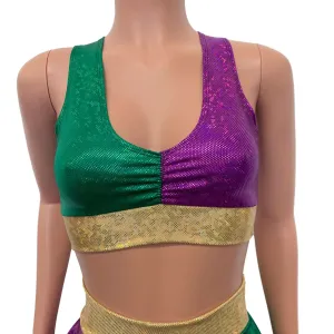 Mardi Gras Scrunch Crop Top Bralette