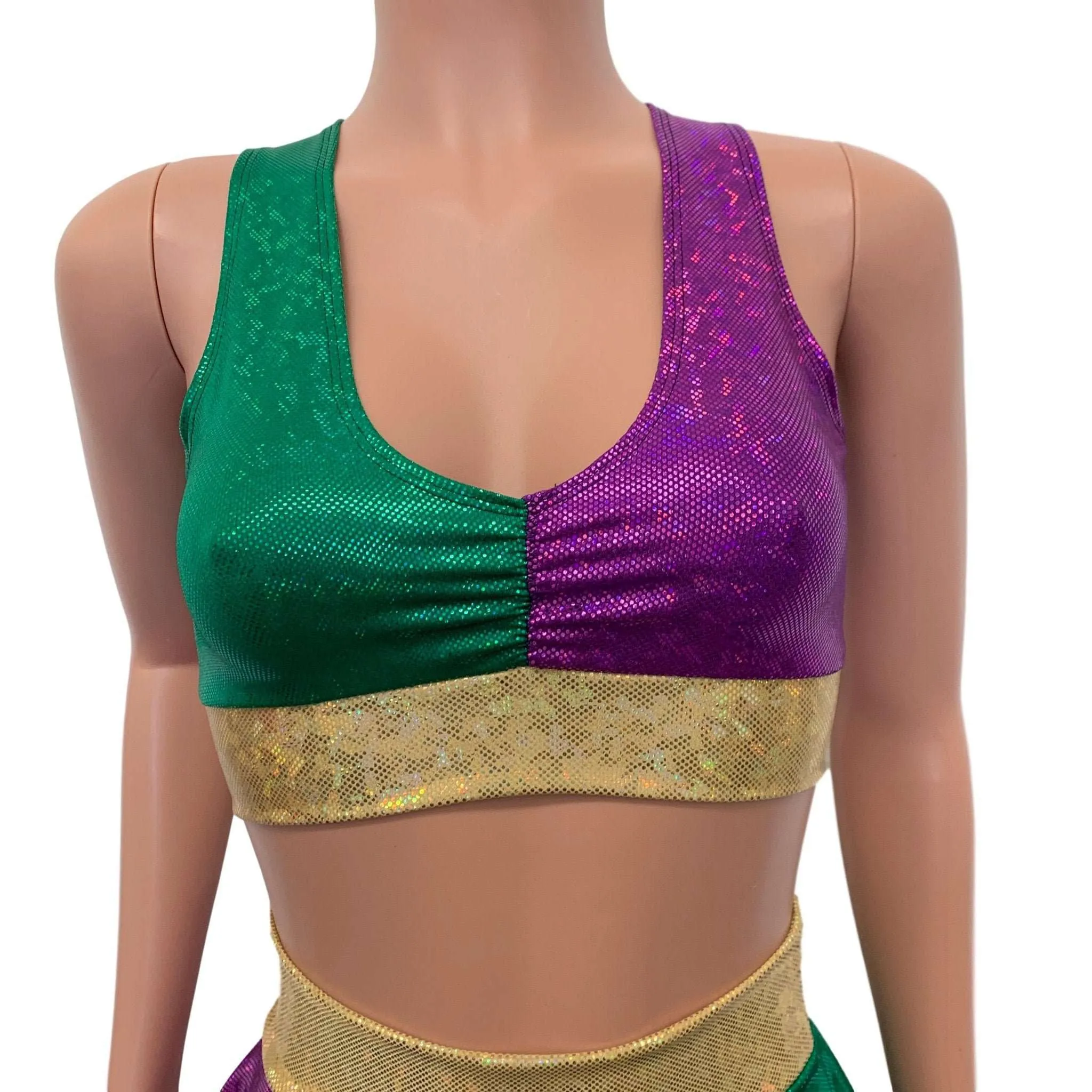 Mardi Gras Scrunch Crop Top Bralette