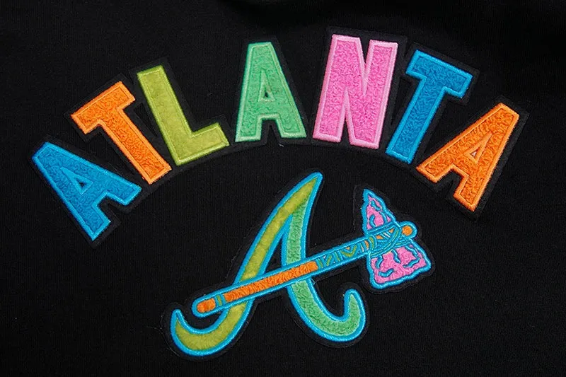 MLB ATLANTA BRAVES WASHED NEON WOMEN'S PO HOODIE (BLACK)