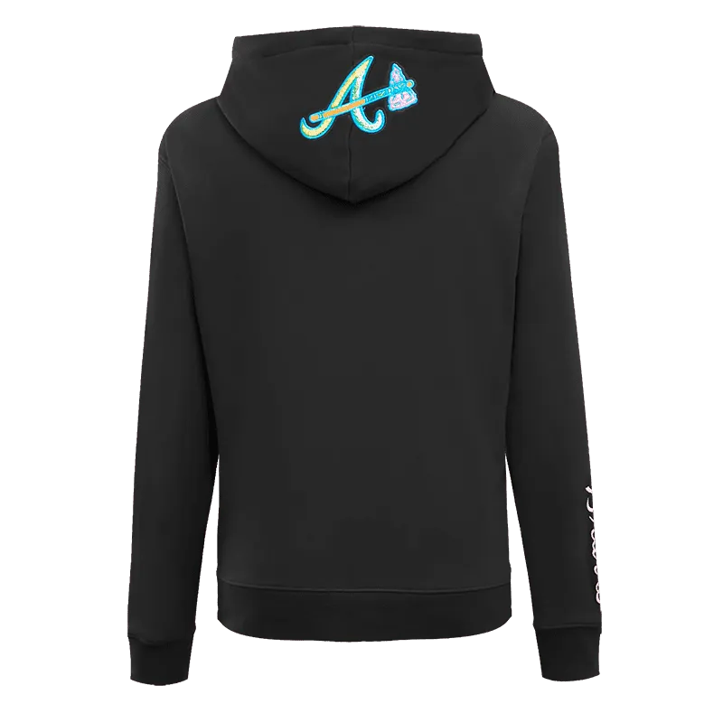 MLB ATLANTA BRAVES WASHED NEON WOMEN'S PO HOODIE (BLACK)