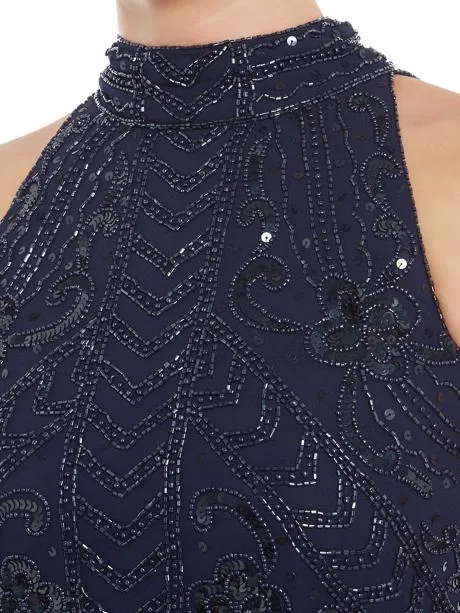 Navy Embellished Maxi Dress