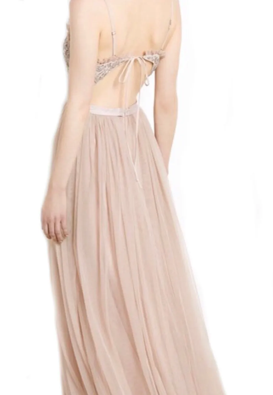 Nude Andromeda Tie Back Sleeveless Embellished Maxi Dress