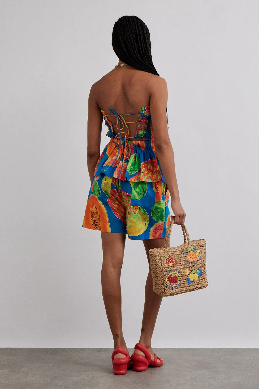 pull on shorts - papaya print