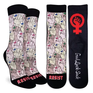 "Resist" Active Crew Socks by Good Luck Sock - Medium