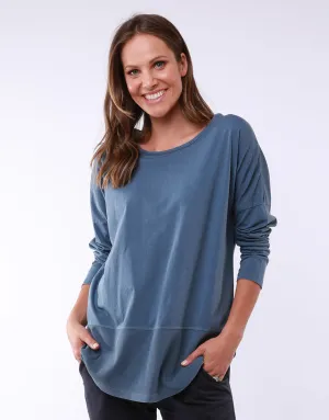 Rib Long Sleeve Steele Blue